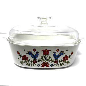 Vintage Corning Ware Country Festival 4 Quart Casserole 1975 A-84-B w PYREX Lid